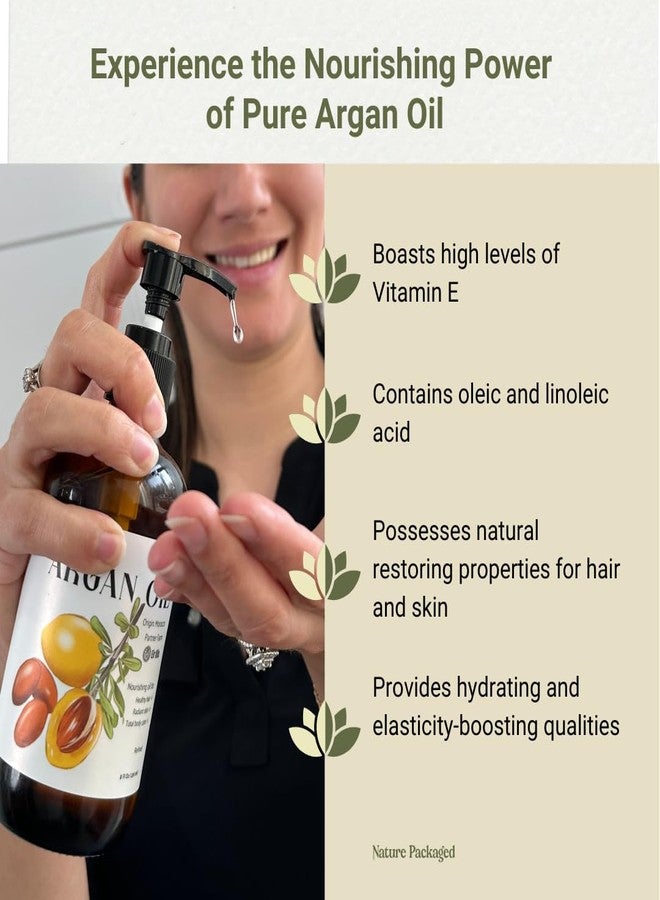 Nature Packaged Argan Oil for Hair Growth Oil 8oz (Aceite de Argan) - 100% Pure Cold Pressed Moroccan Oil with Pump - Suitable for Colored & Damaged Hair - Argan Oil for Face, Body Oils, Nail & Scalp - Image 2